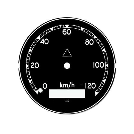 Tarcza prędkościomierza ø80 mm do prędkościomierza MAW 120 km/h odpowiednia do AWO, EMW, BK 350