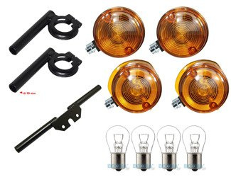 4x indicator round + indicator bracket + light bulb 12V for Simson S50 S51 S70, MZ ETZ